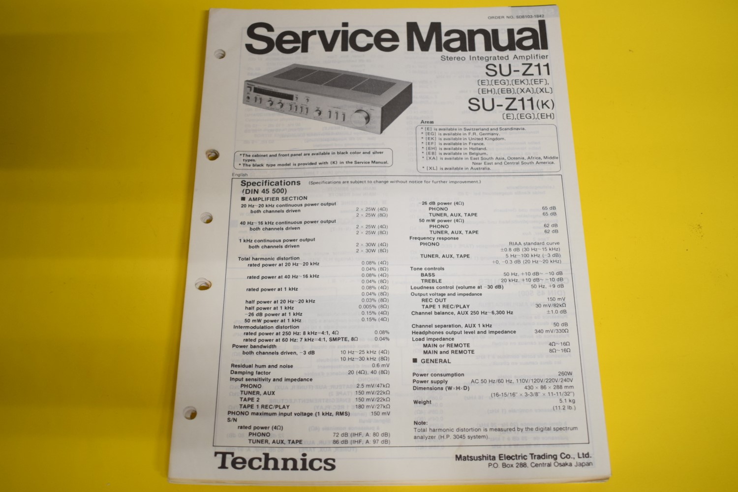 Technics SU-Z11 Amplifier Service Manual  			